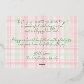 Klassiek rendier op roze rood licht groen geplakt  folie feestdagenkaart (Achterkant)