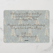 Klassiek rendier op winterse bosbomen goud folie feestdagenkaart (Achterkant)