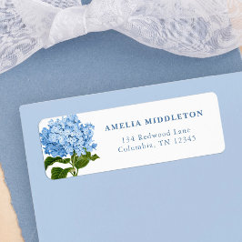 Klassiek Retouradres met Blauwe Hortensia voor Tro Etiket