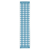 Klassiek Retro Blue Argyle Diamond Patroon Korte Tafelloper (Voorkant)