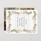 Klassiek Retro Festive Kerstmis Merry & Bright Feestdagenkaart (Voorkant / Achterkant)