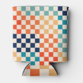 Klassiek retro geruit schaakbordpatroon blikjeskoeler (Voorkant)