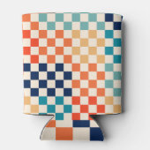 Klassiek retro geruit schaakbordpatroon blikjeskoeler (Achterkant)