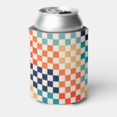 Klassiek retro geruit schaakbordpatroon blikjeskoeler (Blikje Achterkant)