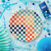 Klassiek retro geruit schaakbordpatroon papieren bordje (Feest)