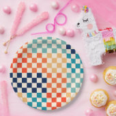 Klassiek retro geruit schaakbordpatroon papieren bordje (Feest)