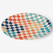 Klassiek retro geruit schaakbordpatroon papieren bordje (Gekanteld)