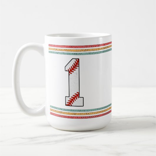Klassiek Retro Honkbal Nummer 1 Design Koffiemok (Links)