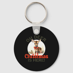 Klassiek Retro Kerst Rendier Oh Hert Kerstmis Sleutelhanger