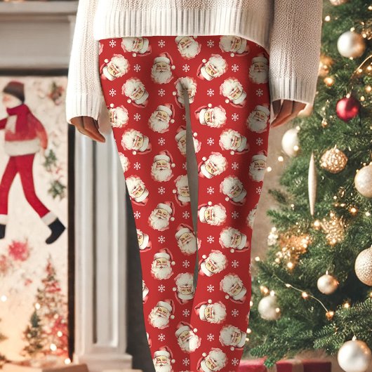 Klassiek Retro Kerstman Rode Kerstpatroon Leggings