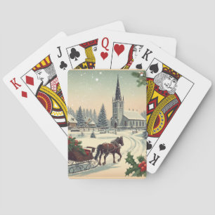 Klassiek/retro kersttafereel pokerkaarten