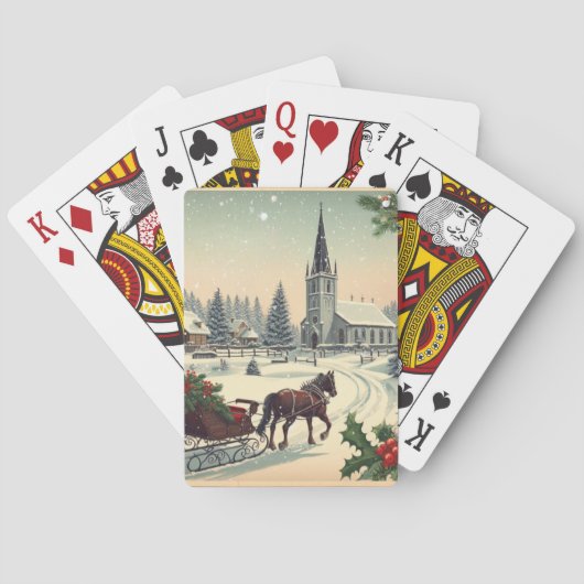 Klassiek/retro kersttafereel pokerkaarten (Achterkant)