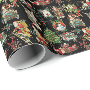 Klassiek Retro Kerstvakantie Feestelijk Patroon Cadeaupapier