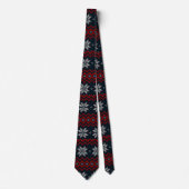 Klassiek retro patroon met ornament Navy Red Xmas Stropdas (Voorkant)