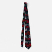Klassiek retro patroon met ornament Navy Red Xmas Stropdas (Achterkant)
