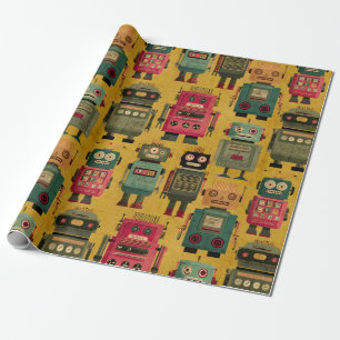 Klassiek Retro Robotpatroon Inpakpapier
