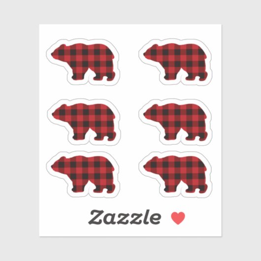 Klassiek retro rood zwart plaid Beer Sticker (Vel)