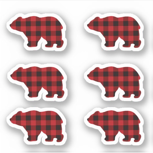 Klassiek retro rood zwart plaid Beer Sticker (Voorkant)