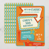 Klassiek Retro  teken 50 Verjaardag Kaart (Voorkant / Achterkant)