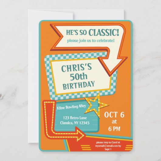 Klassiek Retro teken 50 Verjaardag Kaart (Voorkant)