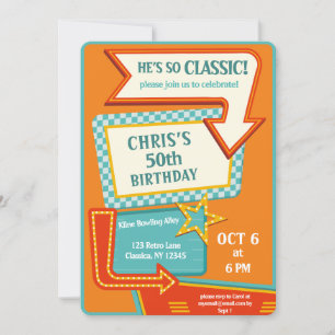 Klassiek Retro  teken 50 Verjaardag Kaart