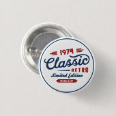 Klassiek Retro verjaardagscadeau | Gepersonaliseer Ronde Button 3,2 Cm (Voorkant /achterkant)