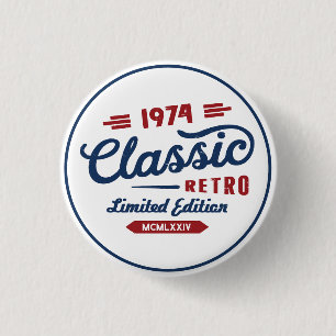 Klassiek Retro verjaardagscadeau   Gepersonaliseer Ronde Button 3,2 Cm