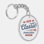 Klassiek Retro verjaardagscadeau | Gepersonaliseer Sleutelhanger (Voorkant Links)