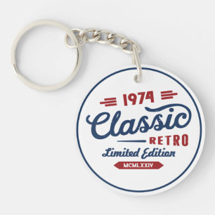 Klassiek Retro verjaardagscadeau Gepersonaliseer Sleutelhanger