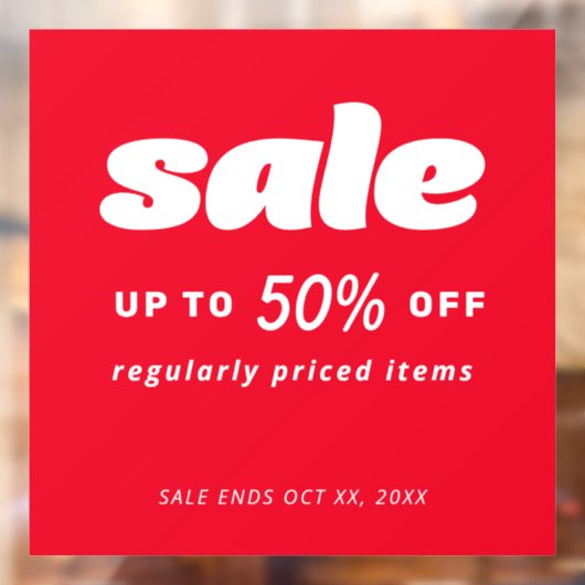 Klassiek retro winkelbord 'aanbieding' in het rood raamsticker (Vel 2)