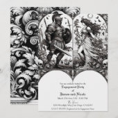 Klassiek Ridder & Schoonheid Verloving Feest Kaart (Voorkant / Achterkant)