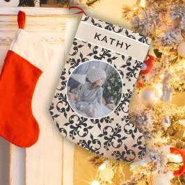 Klassiek rococo patroon ronde familie foto kleine kerstsok