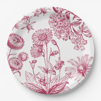 Klassiek Rode Bloemen Papieren Bordje