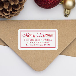 Klassiek Rode Dubbele Rand Kerst Retouradres Etiket