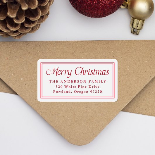 Klassiek Rode Dubbele Rand Kerst Retouradres Etiket