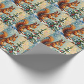 Klassiek Rode Eekhoorn Dennengehakt Kerstmis Cadeaupapier (Hoek)