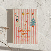 Klassiek Rode Geïllustreerde Kerstfeest Party Gest Kaart