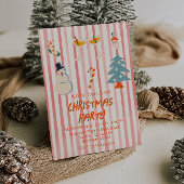 Klassiek Rode Geïllustreerde Kerstfeest Party Gest Kaart