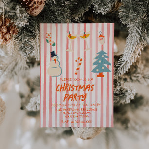 Klassiek Rode Geïllustreerde Kerstfeest Party Gest Kaart