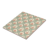 Klassiek rode groene damastpatroon tegeltje (Zijkant)