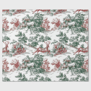 Klassiek rode groene Kerstman slee Santa Claus Cadeaupapier