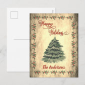 Klassiek rode kalligrafie Prettig kerstfeest Kers Feestdagenkaart (Voorkant / Achterkant)