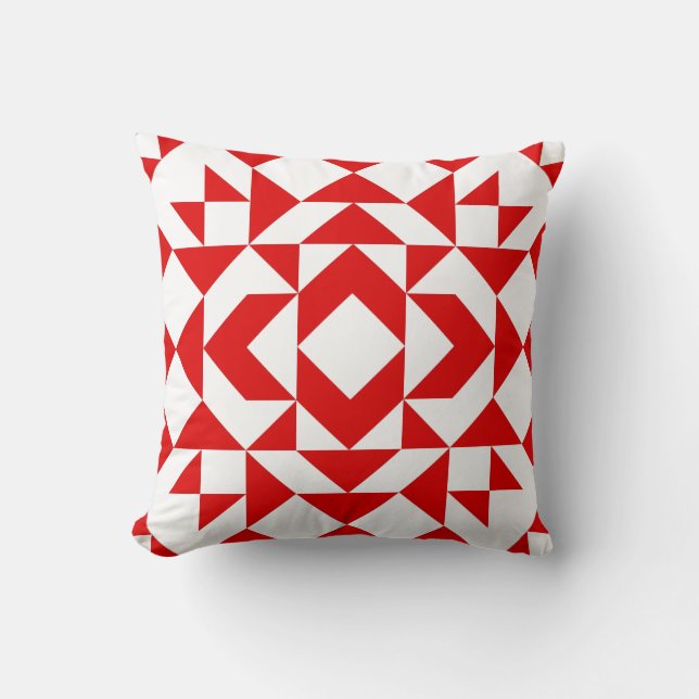 Klassiek rode kerst geometrisch quilt kunst ontwer kussen (Voorkant)