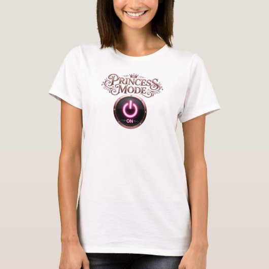 Klassiek Rode PRINCESS MODE Quote T-shirt (Voorkant)