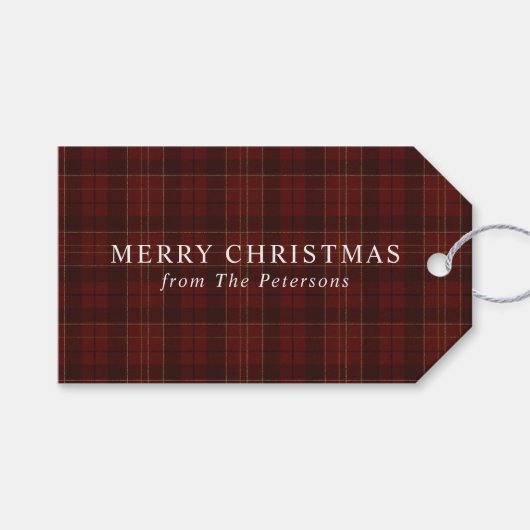 Klassiek rode ruit Kerstmis Cadeaulabel (Voorkant (Horizontaal))