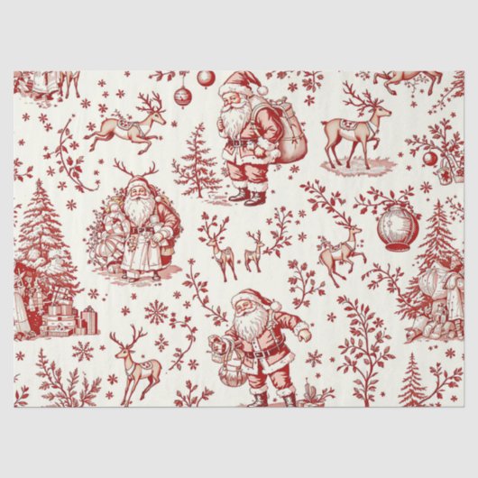 Klassiek rode toile kersttissuepapier tissuepapier (Voorkant)