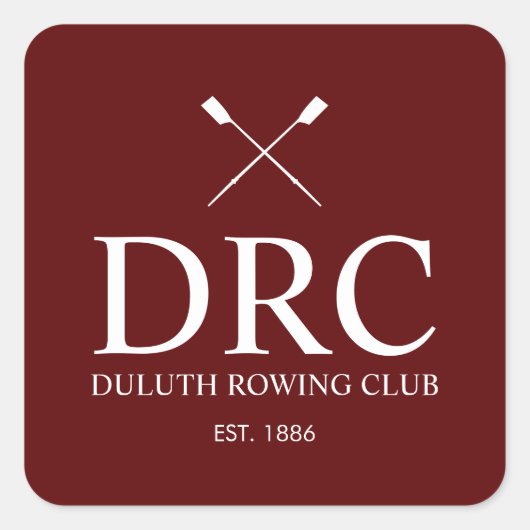 Klassiek Roeiclub Monogram Vierkante Sticker (Voorkant)