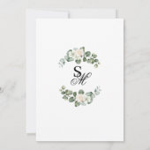 Klassiek Romantisch Rozen Groene Monogram Bruiloft Kaart (Achterkant)