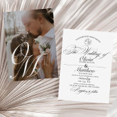 Klassiek Romantisch Script Foto Monogram Huwelijk Kaart