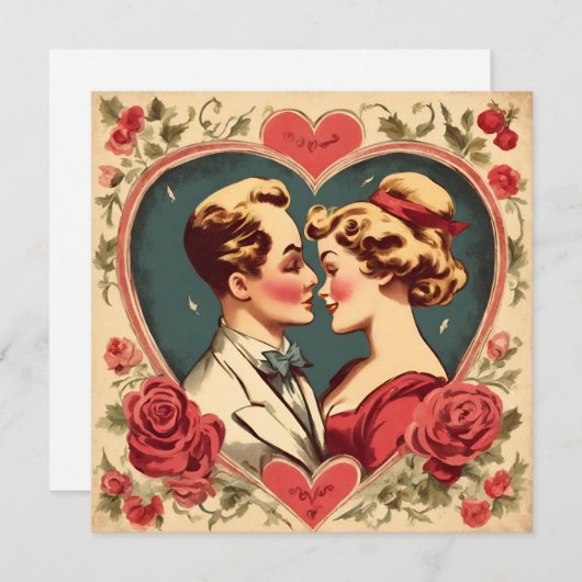 Klassiek romantisch Valentijnsdag stel Feestdagenkaart (Voorkant / Achterkant)